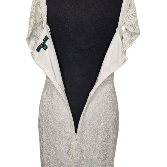 RALPH LAUREN LRL Lace Maxi Dress Size 8 White Sleeveless Elegant Bridal READ - Picture 11 of 12